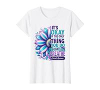 Il est Normal de Respirer Une Fleur de Sensibilisation au Suicide T-Shirt Graphique avec Valeur, Femme, Blanc, S