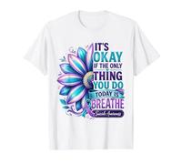 Il est Normal de Respirer Une Fleur de Sensibilisation au Suicide T-Shirt Graphique avec Valeur, Homme, Blanc, S