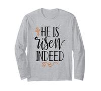 Il est ressuscité en Effet Croix chrétienne de Pâques Jésus Religieux Manche Longue