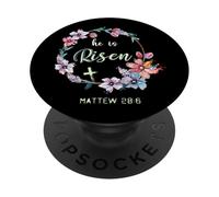 Il est ressuscité Matthieu 28:6 Pâques chrétienne Florale PopSockets PopGrip Adhésif