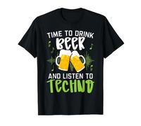 Il est Temps de Boire de la bière et d'écouter Un DJ Techno alcoolique T-Shirt Graphique avec Valeur, Homme, Noir, M