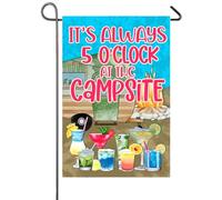 Il Est Toujours 17 Heures Au Camping ! Cocktails D'Été, Plage, Camping Drapeau Couleurs Vives Drapeau De Jardin Décoratif Drapeaux Pour Célébrations Pelouse Cour 30X45Cm