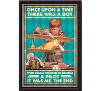 Il était une fois, je rêvais de devenir pilote. Affiche vintage, décoration murale aviation, cadeau pour mécaniciens de bord, hôtesses de l'air, passionnés d'aviation. Impression sur toile mate