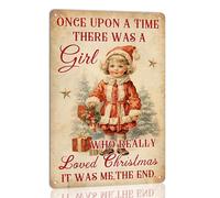 Il était une fois une fille qui aimait vraiment Noël, c'était moi, plaque en métal vintage pour bar, pub, café, ferme, décoration murale, plaque d'art, décoration de Noël, 20 x 30 cm