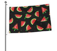 Il existe de nombreux drapeaux de 90 x 60 cm en forme de tranches de pastèque, avec œillets, et des mâts de drapeau de jardin personnalisés.