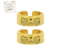 Il faut beaucoup de temps pour faire grandir un vieil ami, 2 bagues ouvertes en forme de cœur avec double squelette, bagues de promesse rose squelette Ride or Die (Gold)