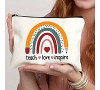 Il faut un grand cœur pour façonner les petits esprits. Sac de maquillage à motif arc-en-ciel, organisateur de toilette de voyage pour enseignant, sac à maquillage, étui à crayons et stylos, trousse s