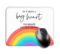 Il faut un grand cœur pour façonner un petit cœur, tapis de souris intéressant (carré), confortable et antidérapant, adapté pour les jeux de bureau, motif arc-en-ciel, encourage les petits cadeaux
