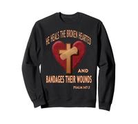 Il guérit Les cœurs brisés et panse Les blessures (Verset de la Bible) Sweatshirt