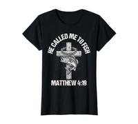 Il m'a appelé à pêcher Matthieu 4:19 La pêche de l'Église chrétienne T-Shirt Graphique avec Valeur, Femme, Noir, M