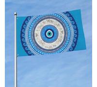 Œil Maléfique Grec Bleu Matiasma Drapeau De Jardin Couleurs Vives Drapeau Décoratif Bannière Pour Balcon Mur Jardin 3X5Ft