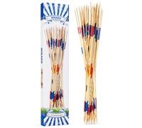 il megastore dei giocattoli e Giochiamo Mikado XXL géant en bambou, 31 pièces, 90 cm, jeu Shangai pour jardin, extérieur, enfants, famille, jeu de baguettes en bois, été