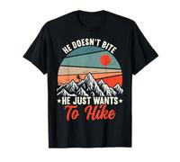 Il ne mord pas, il veut juste faire de la randonnée rétro en plein air T-Shirt