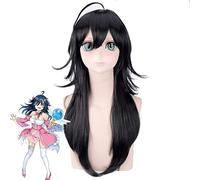 Il n'y a jamais de fille en ligne? Tamaki Ako perruque longue Cosplay bleu foncé + bonnet de perruque PL-508