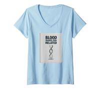 Il n'y a Pas de Famille comme Celle Que J'Ai - La loyauté Fait la Famille T-Shirt avec Col en V, Femme, Bleu Céleste, S