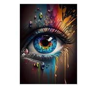 Œil Peinture Goutte 1000pcs Mini Puzzle pour Adolescents Relaxant | 70x50cm Carton Décor De Chambre Découpe Précise Cadeau D'anniversaire Détente D'esprit
