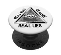 Œil Qui voit Tout - Pyramide « Real Eyes Realize Real Lies » PopSockets PopGrip Adhésif