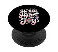 Il Remplit Mon Cœur De Joie Chrétien PopSockets PopGrip Adhésif
