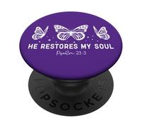 il restaure Mon âme, Un Homme et Une Femme chrétiens Aiment Dieu et Jésus PopSockets PopGrip Adhésif