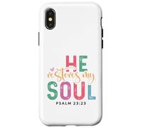 Il restaure Mon âme Verset chrétien Verset biblique Coque pour iPhone X/XS