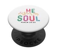 Il restaure Mon âme Verset chrétien Verset biblique PopSockets PopGrip Adhésif