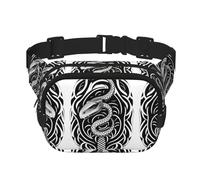 Il s'agit d'un sac banane carré double couche serpent avec sangle réglable pour activités de plein air, noir, taille unique, Noir , Taille unique