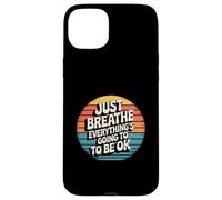Il Suffit de Respirer, Tout va Bien se Passer, Coucher de Soleil rétro Coque pour iPhone 15 Plus