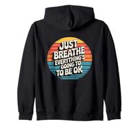 Il Suffit de Respirer, Tout va Bien se Passer, Coucher de Soleil rétro Sweat à Capuche