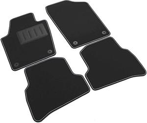 Il Tappeto Auto Tapis antidérapants en Moquette Noire, Bord Bicolore, Talonnette renforcée en Caoutchouc