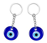 Œil Turc Porte-clés Amulette Mauvais Œil 2 Pièces Bleues Breloques Pendentifs Bonne Chance