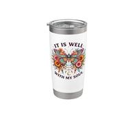 Il va bien avec mon âme Christian Pretty Vintage Butterfly Gobelet isotherme en acier inoxydable double paroi