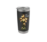 Il vit croix avec des lys de Pâques Jésus-Christ chrétien Gobelet isotherme en acier inoxydable double paroi