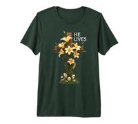 Il VIT Croix avec des lys de Pâques Jésus-Christ chrétien T-Shirt Haut de Gamme