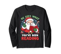 Il voit ce Que Vous Avez lu Funny Bookish Christmas Manche Longue