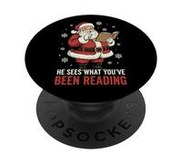 Il voit ce Que Vous Avez lu Funny Bookish Christmas PopSockets PopGrip Adhésif