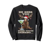 Il Vous voit Quand Vous Buvez Un Cocktail Funny Christmas Sweatshirt