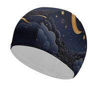Il y a des étoiles et de la Lune Dessus Bonnet de Bain pour Homme et Femme Il y a des étoiles et de la Lune Dessus Bonnet de Bain en Polyester imprimé Super Extensible et Durable Convient aux Cheveux