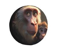 Il y a deux singes de différentes tailles de housses de roue de secours, housses de pneu imperméables et anti-poussière universelles pour remorque, camping-car, SUV, camion, camping-car 35,6 cm