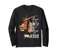 Il y a du Pouvoir dans Le nom Jésus Foi Lion Christ chrétien Manche Longue