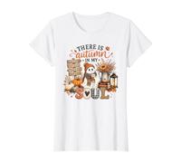 Il y a l'automne dans Mon âme, Une Jolie Citrouille fantôme T-Shirt Graphique avec Valeur, Femme, Blanc, XS