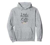 Il y a Trois Chats, j'étais Un Amoureux Amusant des Animaux Sweat à Capuche, Unisexe pour Adultes, Gris Chiné, XXL