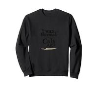 Il y a Trois Chats, j'étais Un Amoureux Amusant des Animaux Sweatshirt, Unisexe pour Adultes, Noir, M