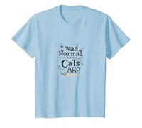 Il y a Trois Chats, j'étais Un Amoureux Amusant des Animaux T-Shirt, Enfant, Bleu Céleste, 6 Ans