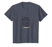 Il y a Trois Chats, j'étais Un Amoureux Amusant des Animaux T-Shirt, Enfant, Bleu Chiné, 3 Ans