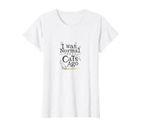 Il y a Trois Chats, j'étais Un Amoureux Amusant des Animaux T-Shirt, Femme, Blanc, XL