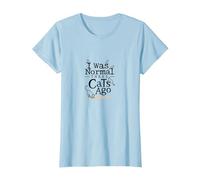 Il y a Trois Chats, j'étais Un Amoureux Amusant des Animaux T-Shirt, Femme, Bleu Céleste, M