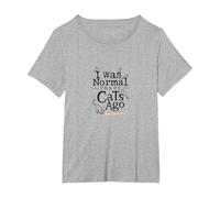 Il y a Trois Chats, j'étais Un Amoureux Amusant des Animaux T-Shirt, Femme Grandes Tailles, Gris Chiné, 4X