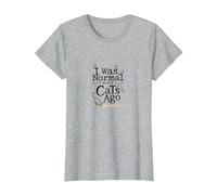 Il y a Trois Chats, j'étais Un Amoureux Amusant des Animaux T-Shirt, Femme, Gris Chiné, M
