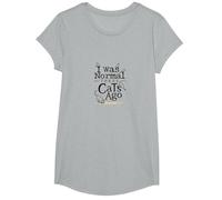 Il y a Trois Chats, j'étais Un Amoureux Amusant des Animaux T-Shirt, Fille, Gris Chiné, L