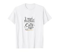 Il y a Trois Chats, j'étais Un Amoureux Amusant des Animaux T-Shirt, Homme, Blanc, XL